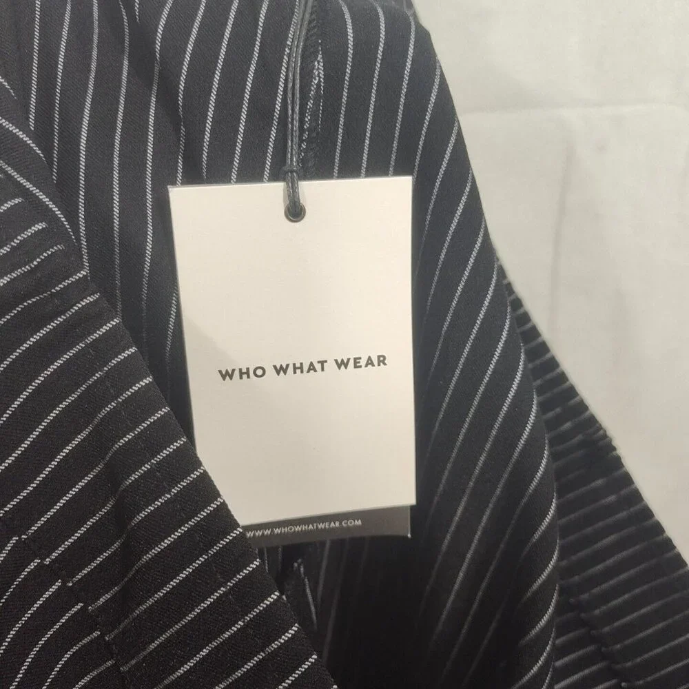 Who What Wear Cropped High Rise Stretch Pants Women Size 16W Black White Stripe - Picture 6 of 7
